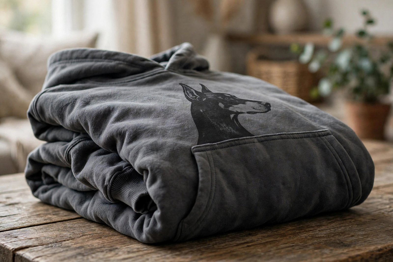 Doberman graphic hoodie gift for Doberman lovers with a realistic fabric print